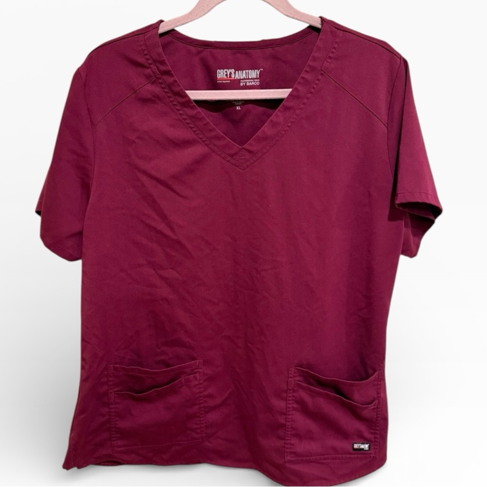 BUNDLE: Grey's Anatomy Women’s Scrub Tops in Olive, Charcoal and Burgundy - XL - Picture 4 of 10